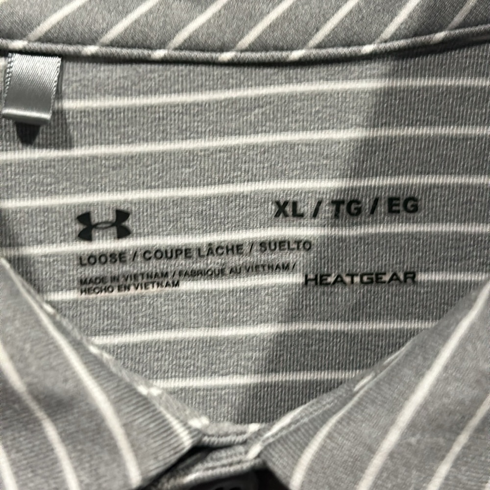 Under Armour Heat Gear, men’s Golf Polo Dr Fit, Exc Cond! Size XL, Grey w/white - Picture 3 of 7